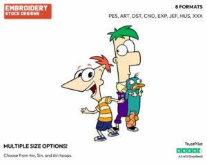Phineas, Ferb, Perry - Phineas and Ferb - TV Shows - Disney Embroidery Design in 3 sizes & 8 formats