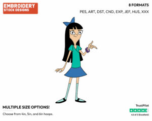 Stacy - Phineas and Ferb - TV Shows - Disney Embroidery Design in 3 sizes & 8 formats