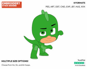 Gekko - PJ Masks - TV Shows - Disney Embroidery Design in 3 sizes & 8 formats