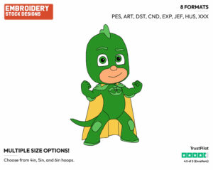 Gekko - PJ Masks - TV Shows - Disney Embroidery Design in 3 sizes & 8 formats