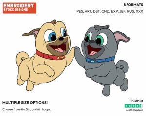 Bingo, Rolly - Puppy Dog Pals - TV Shows - Disney Embroidery Design in 3 sizes & 8 formats