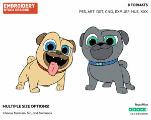 Bingo, Rolly - Puppy Dog Pals - TV Shows - Disney Embroidery Design in 3 sizes & 8 formats