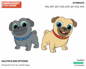 Bingo, Rolly - Puppy Dog Pals - TV Shows - Disney Embroidery Design in 3 sizes & 8 formats