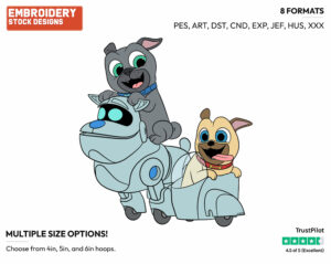 Bingo, Rolly, A.R.F. - Puppy Dog Pals - TV Shows - Disney Embroidery Design in 3 sizes & 8 formats