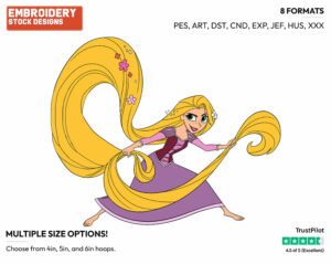 Rapunzel - Rapunzel's Tangled Adventure - TV Shows - Disney Embroidery Design in 3 sizes & 8 formats