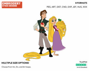 Rapunzel, Eugene, Pascal - Rapunzel's Tangled Adventure - TV Shows - Disney Embroidery Design in 3 sizes & 8 formats