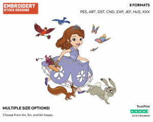 Sofia Running With Basket Of Flowers - Sofia the First - TV Shows - Disney Embroidery Design in 3 sizes & 8 formats