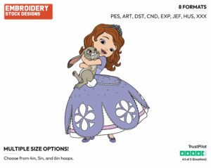 Sofia Hugging Clover - Sofia the First - TV Shows - Disney Embroidery Design in 3 sizes & 8 formats