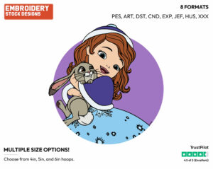 Sofia Hugging Clover - Sofia the First - TV Shows - Disney Embroidery Design in 3 sizes & 8 formats