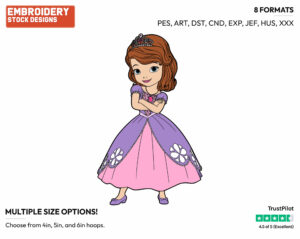 Sofia In Her Pink Dress - Sofia the First - TV Shows - Disney Embroidery Design in 3 sizes & 8 formats