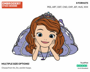 Sofia - Sofia the First - TV Shows - Disney Embroidery Design in 3 sizes & 8 formats