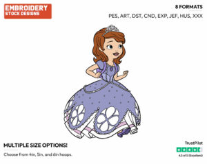 Sofia - Sofia the First - TV Shows - Disney Embroidery Design in 3 sizes & 8 formats
