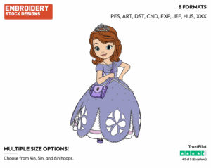 Sofia - Sofia the First - TV Shows - Disney Embroidery Design in 3 sizes & 8 formats