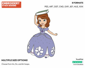 Sofia Balancing A Book On Her Head - Sofia the First - TV Shows - Disney Embroidery Design in 3 sizes & 8 formats