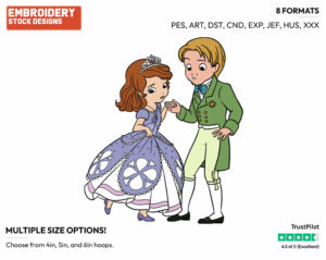 Sofia, James Dancing - Sofia the First - TV Shows - Disney Embroidery Design in 3 sizes & 8 formats