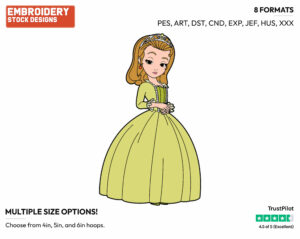 Amber - Sofia the First - TV Shows - Disney Embroidery Design in 3 sizes & 8 formats