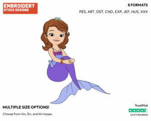 Mermaid Sofia - Sofia the First - TV Shows - Disney Embroidery Design in 3 sizes & 8 formats
