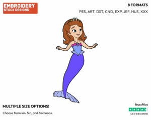 Mermaid Sofia - Sofia the First - TV Shows - Disney Embroidery Design in 3 sizes & 8 formats