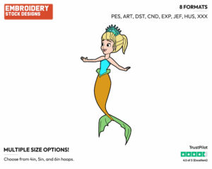 Oona The Mermaid - Sofia the First - TV Shows - Disney Embroidery Design in 3 sizes & 8 formats