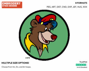 Baloo - Talespin - TV Shows - Disney Embroidery Design in 3 sizes & 8 formats