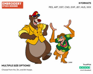 Baloo, Louie - Talespin - TV Shows - Disney Embroidery Design in 3 sizes & 8 formats