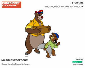 Baloo, Kit - Talespin - TV Shows - Disney Embroidery Design in 3 sizes & 8 formats