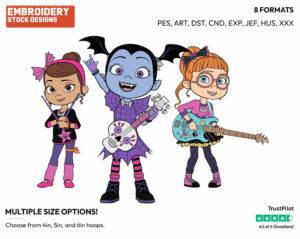 Vampirina Playing With Bridget And Poppy In Band Ghoul Girls - Vampirina - TV Shows - Disney Embroidery Design in 3 sizes & 8 formats