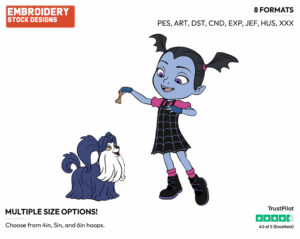 Vampirina Giving Wolfie A Treat - Vampirina - TV Shows - Disney Embroidery Design in 3 sizes & 8 formats