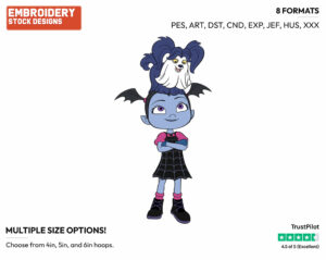 Wolfie Sitting On Vampirina's Head - Vampirina - TV Shows - Disney Embroidery Design in 3 sizes & 8 formats