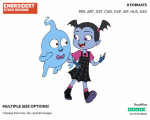 Vampirina, Demi Walking Arm In Arm - Vampirina - TV Shows - Disney Embroidery Design in 3 sizes & 8 formats
