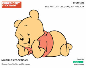 Cute Baby Pooh - Baby Pooh - Winnie the Pooh - Disney Embroidery Design in 3 sizes & 8 formats