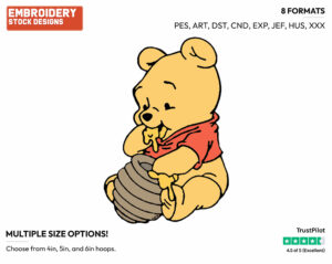 Baby Pooh Napping - Baby Pooh - Winnie the Pooh - Disney Embroidery Design in 3 sizes & 8 formats
