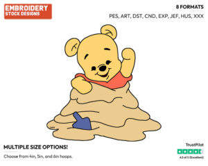Baby Pooh Playing In Sand - Baby Pooh - Winnie the Pooh - Disney Embroidery Design in 3 sizes & 8 formats