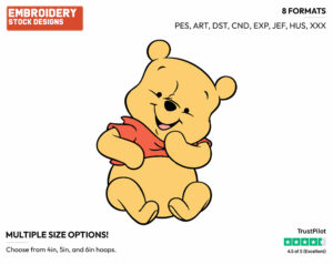 Cute Baby Pooh - Baby Pooh - Winnie the Pooh - Disney Embroidery Design in 3 sizes & 8 formats