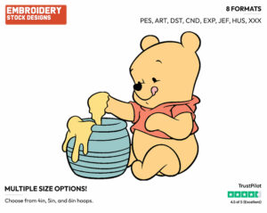 Baby Pooh Eating Honey - Baby Pooh - Winnie the Pooh - Disney Embroidery Design in 3 sizes & 8 formats