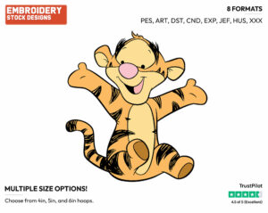 Happy Baby Tigger - Baby Pooh - Winnie the Pooh - Disney Embroidery Design in 3 sizes & 8 formats