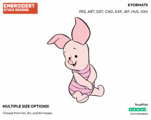 Baby Piglet Sitting Down - Baby Pooh - Winnie the Pooh - Disney Embroidery Design in 3 sizes & 8 formats