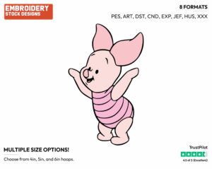 Baby Piglet Cheering - Baby Pooh - Winnie the Pooh - Disney Embroidery Design in 3 sizes & 8 formats