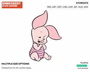 Baby Piglet - Baby Pooh - Winnie the Pooh - Disney Embroidery Design in 3 sizes & 8 formats