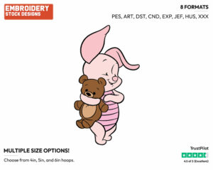 Baby Piglet, Teddy Bear - Baby Pooh - Winnie the Pooh - Disney Embroidery Design in 3 sizes & 8 formats