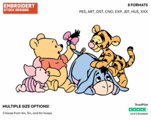 Baby Pooh, Eeyore, Piglet And Tigger - Baby Pooh - Winnie the Pooh - Disney Embroidery Design in 3 sizes & 8 formats