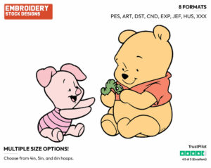 Baby Pooh, Piglet - Baby Pooh - Winnie the Pooh - Disney Embroidery Design in 3 sizes & 8 formats