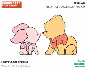 Baby Pooh, Piglet Staring - Baby Pooh - Winnie the Pooh - Disney Embroidery Design in 3 sizes & 8 formats
