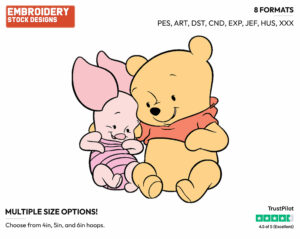 Cute Baby Pooh, Piglet - Baby Pooh - Winnie the Pooh - Disney Embroidery Design in 3 sizes & 8 formats