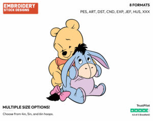 Baby Pooh, Eeyore - Baby Pooh - Winnie the Pooh - Disney Embroidery Design in 3 sizes & 8 formats