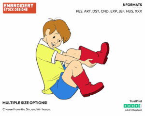 Christopher Robin Putting On Boots - Christopher Robin - Winnie the Pooh - Disney Embroidery Design in 3 sizes & 8 formats