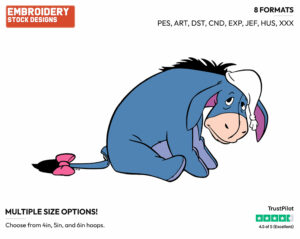 Eeyore Ready For Bed - Eeyore - Winnie the Pooh - Disney Embroidery Design in 3 sizes & 8 formats