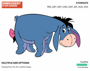 Eeyore Smiling - Eeyore - Winnie the Pooh - Disney Embroidery Design in 3 sizes & 8 formats
