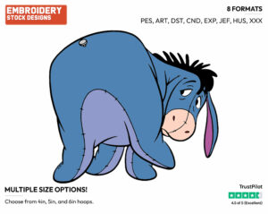Eeyore Looking Back At Where His Tail Used To Be - Eeyore - Winnie the Pooh - Disney Embroidery Design in 3 sizes & 8 formats