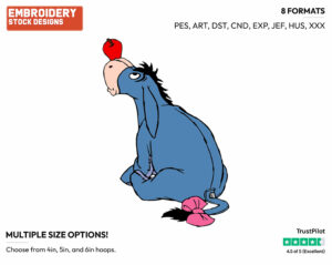 Eeyore, Apple - Eeyore - Winnie the Pooh - Disney Embroidery Design in 3 sizes & 8 formats